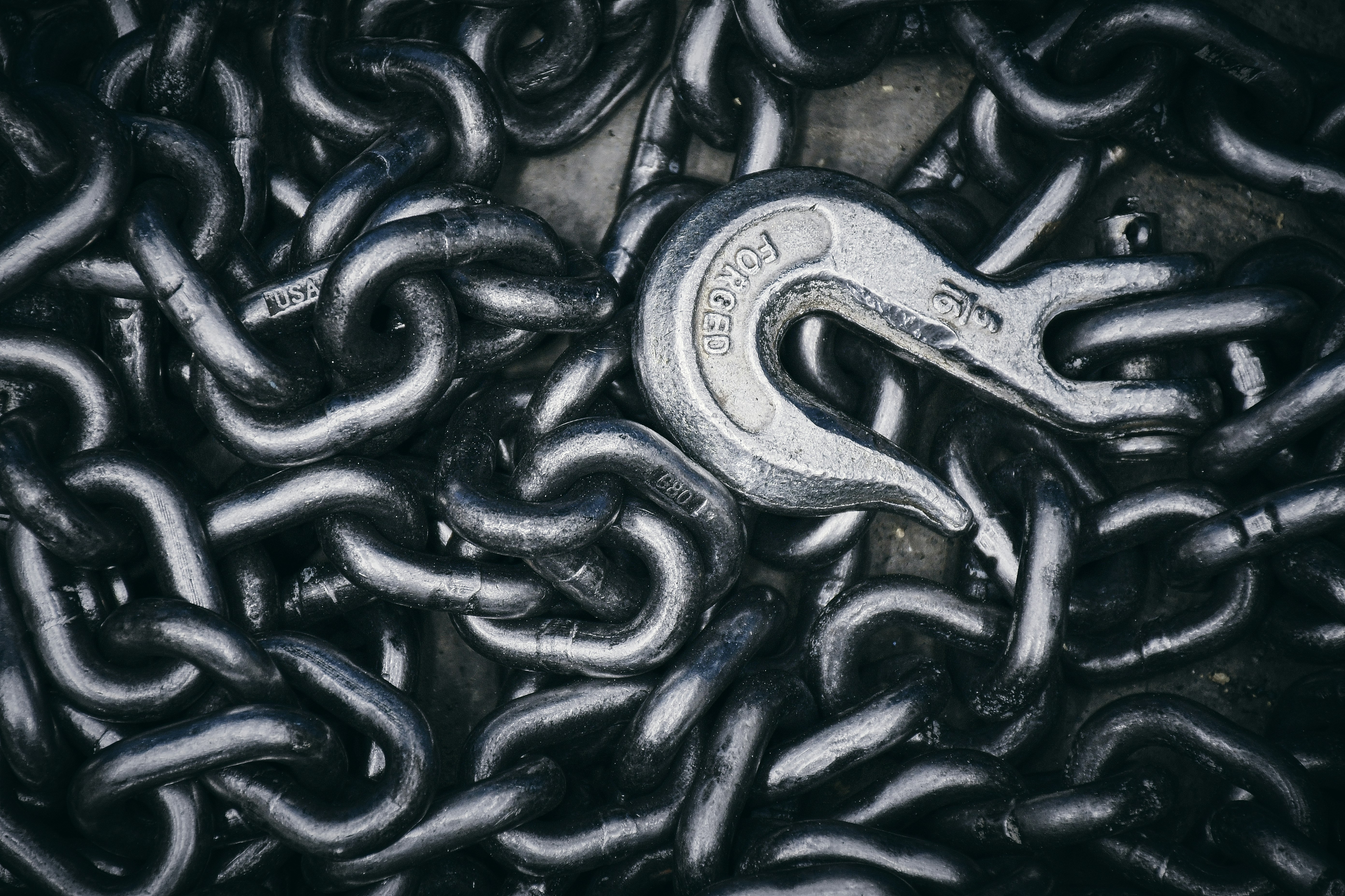 Close up on a chain and hook